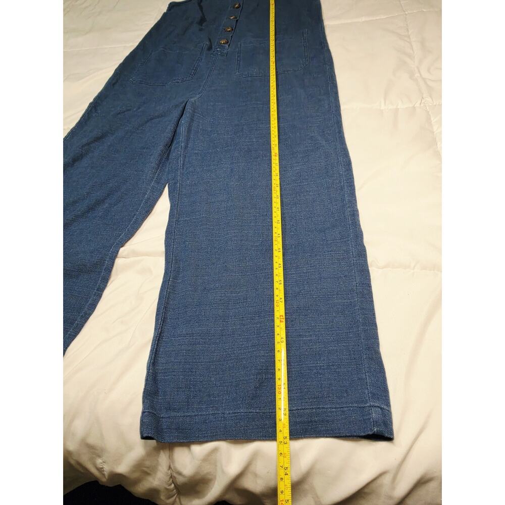 MARINE LAYER Sz M Jumpsuit Denim Button Front Wide Leg Cropped Boho Retro Y2K - Picture 7 of 10